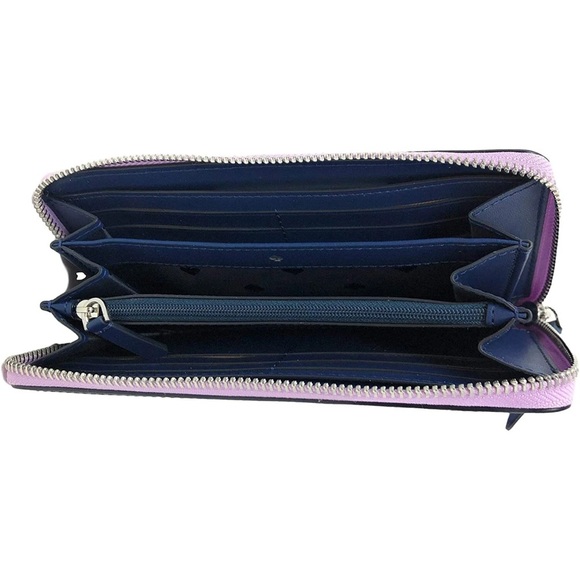 EUC Kate Spade  Laurel Way Neda Saffiano Leather Zip Around Wallet Lavender/Navy - Picture 4 of 12